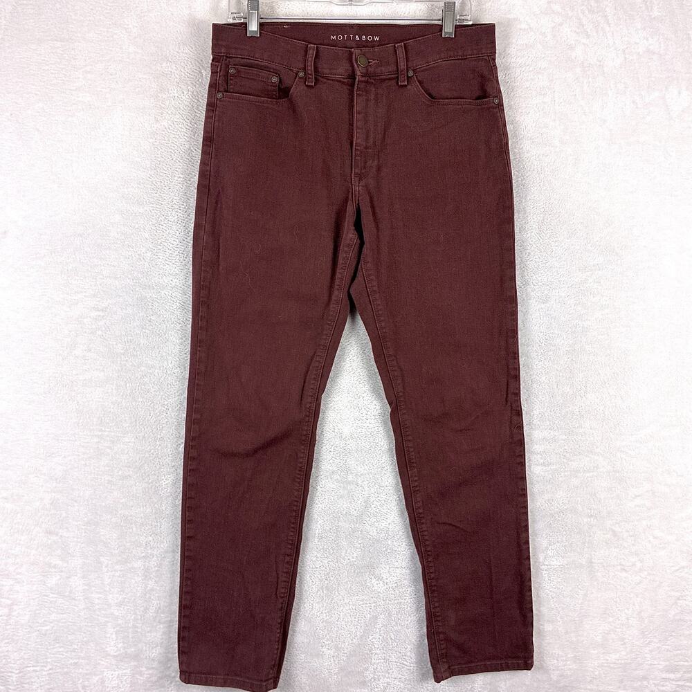 Mott & Bow Jeans Mens 31x30 Burgundy Mercer Slim Straight Stretch Preppy Classic